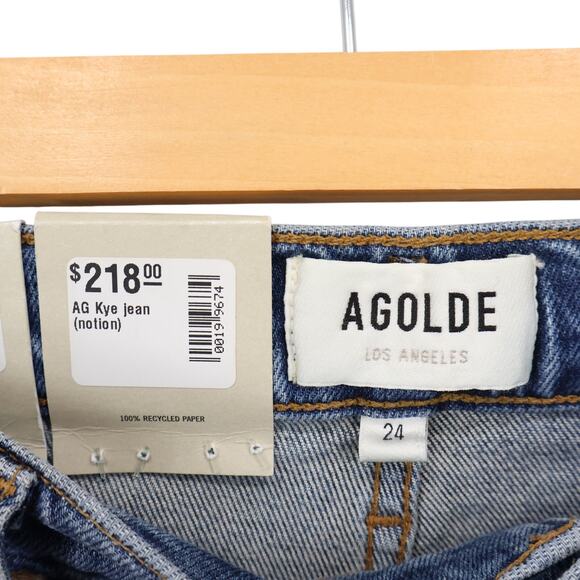NWT Agolde Kye Mid-Rise Stretch Straight Crop In Notion Medium Wash Size 24 - Picture 7 of 10